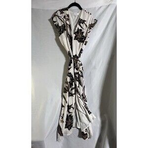 Reiss Harper Midi Dress Cream Black Floral Women's Pockets Feminine Work 6